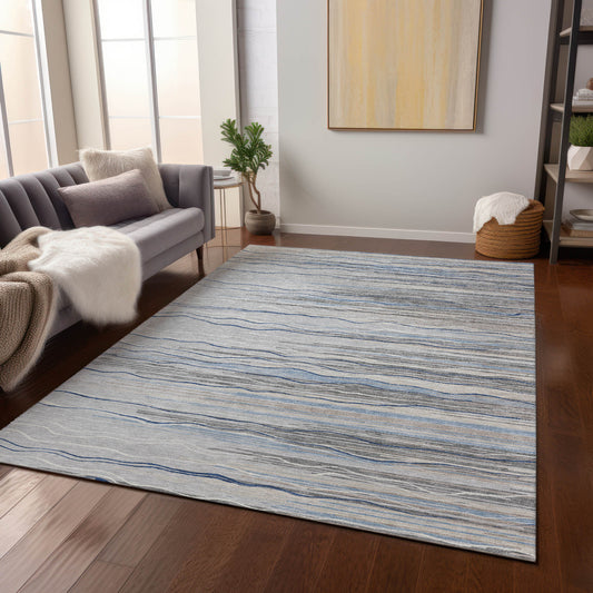 Addison Rugs Chantille ACN996GY 9 x 12 (ft) Loomed Polyester Gray Rectangular Indoor/Outdoor Machine washable Pet Friendly Area rug