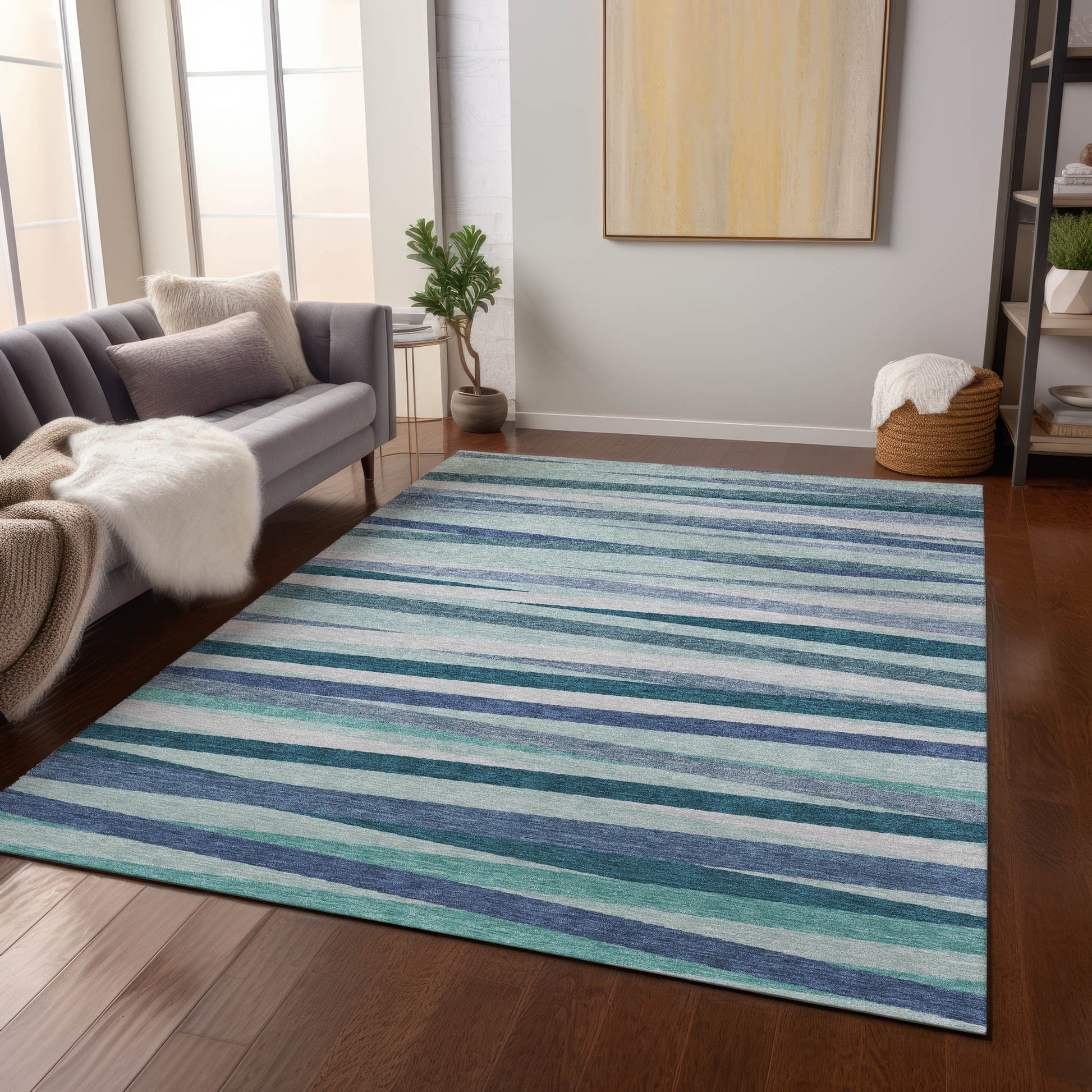 Addison Rugs Chantille ACN997TE 9 x 12 (ft) Loomed Polyester Teal Rectangular Indoor/Outdoor Machine washable Pet Friendly Area rug