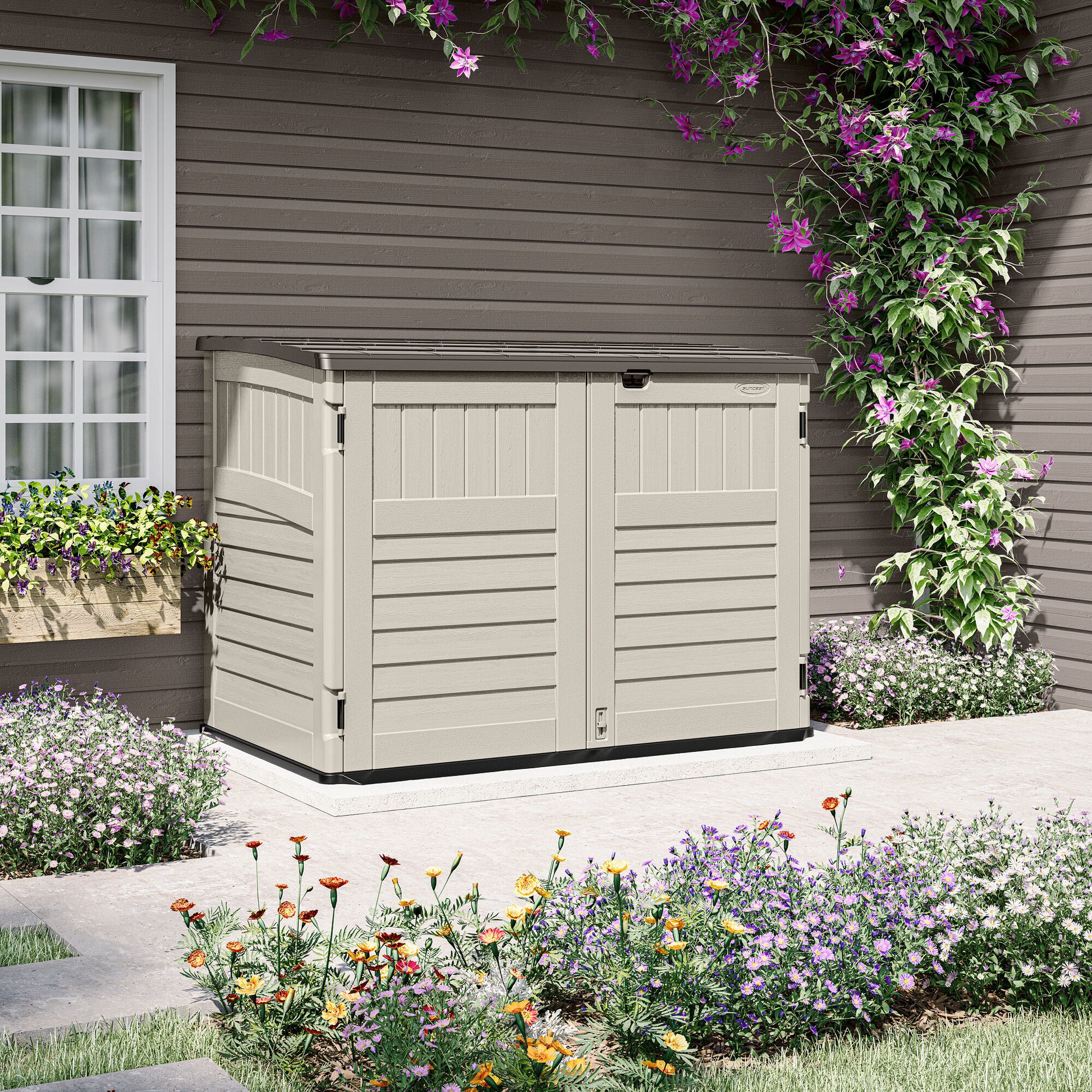 Suncast 6-ft x 4 Trash Hideaway Off-white Lean-to Resin Storage Shed