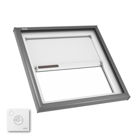 VELUX 30-1/2-in x 30-1/2-in Fixed Curb mount Aluminum Skylight with Laminated Low-E argon Glass Room Darkening Shade/Blind Included