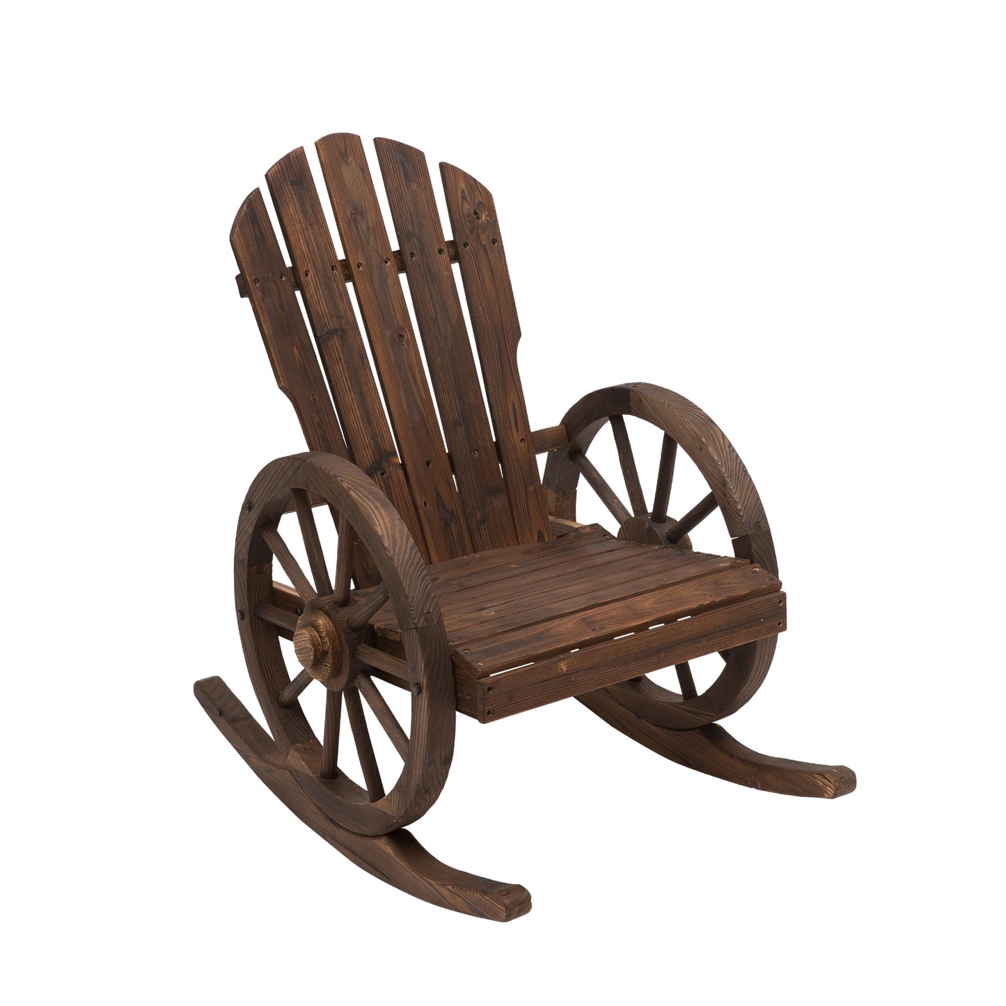 AHIOU HOME Brown Wood Frame Rocking Chair with Slat Seat