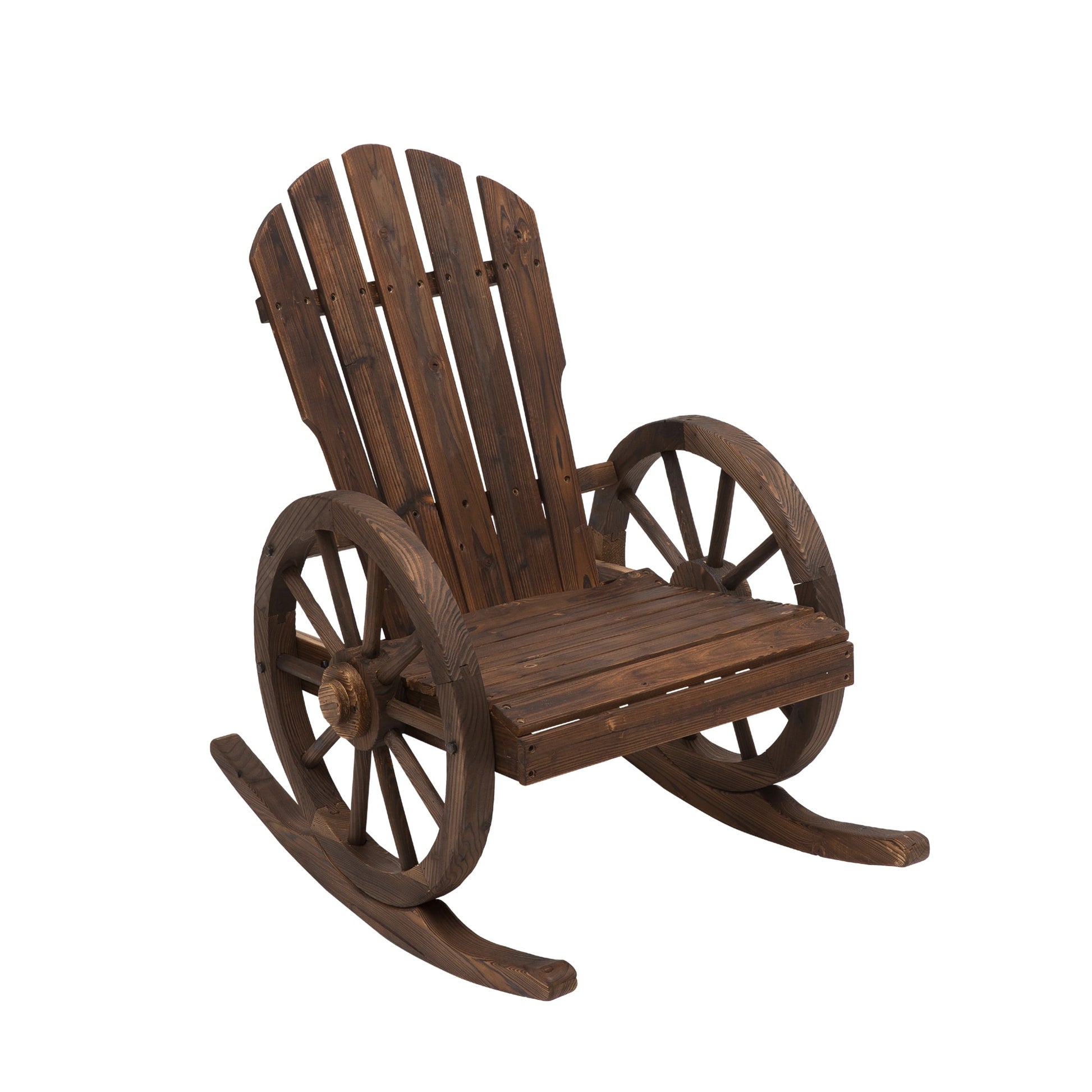 AHIOU HOME Brown Wood Frame Rocking Chair with Slat Seat