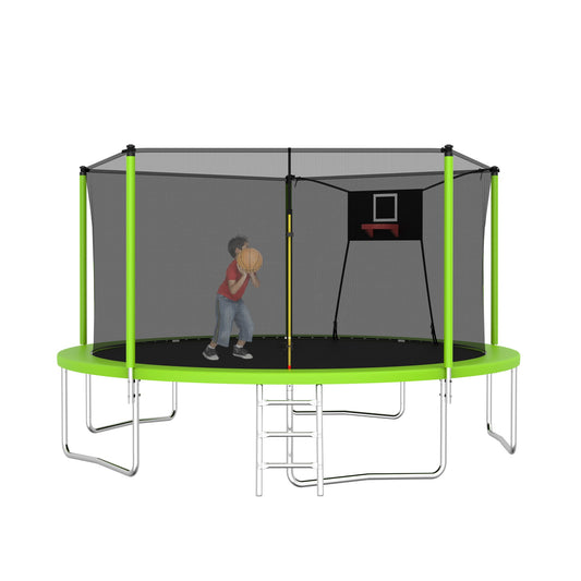 Lycvki Trampolines 14-ft Round Backyard in Green