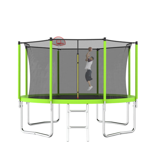 Lycvki Trampolines 12-ft Round Backyard in Green