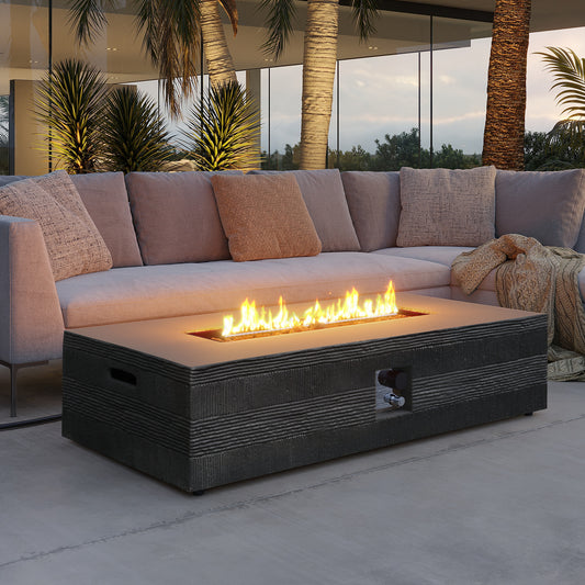 UPHA 56-in W 50000 Maximum BTUs Magnesium oxide Rectangle Liquid propane Fire pit table