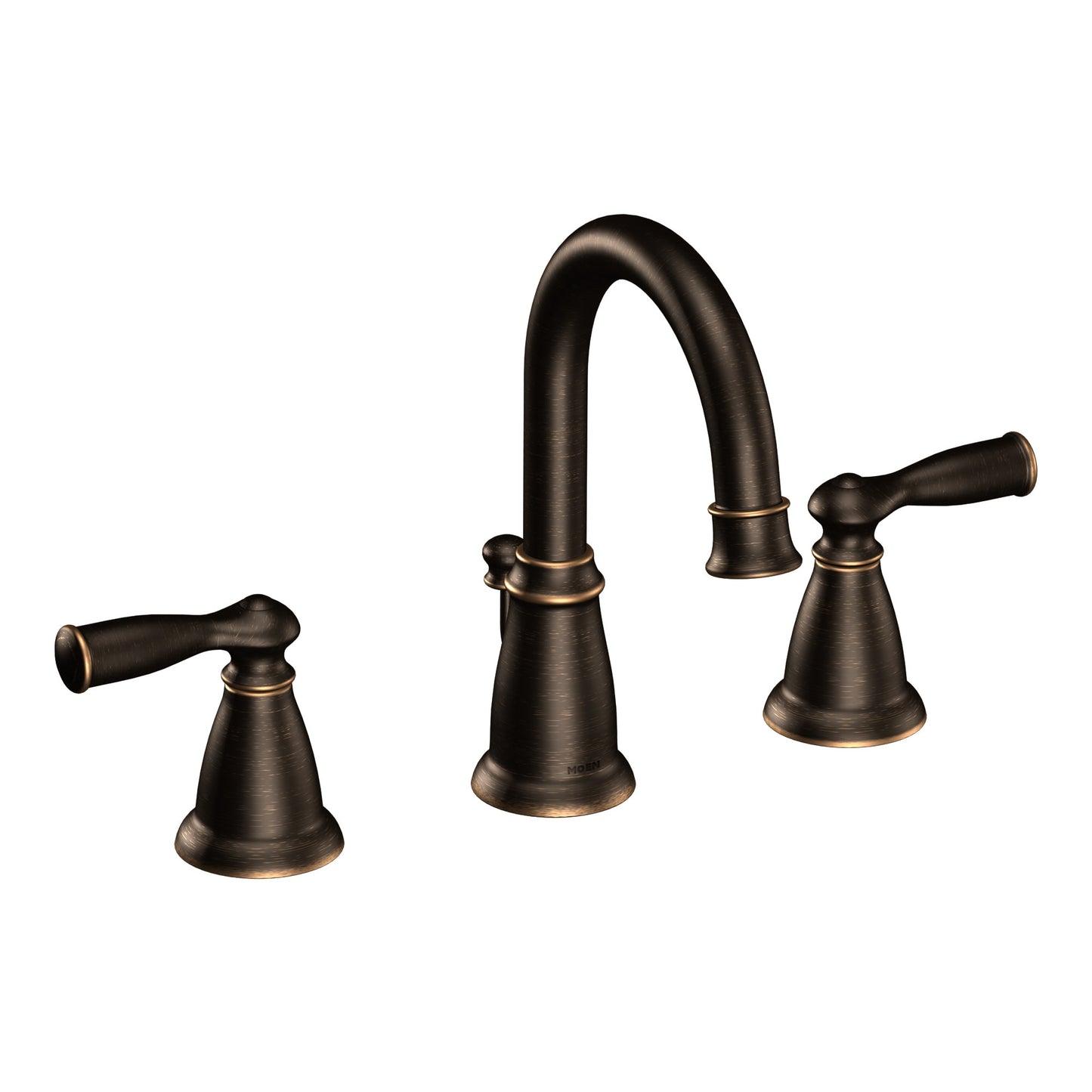 Moen Mediterranean Bronze Widespread 2-handle WaterSense Low-arc Commercial/Residential Handle Bathroom Sink Faucet with Drain