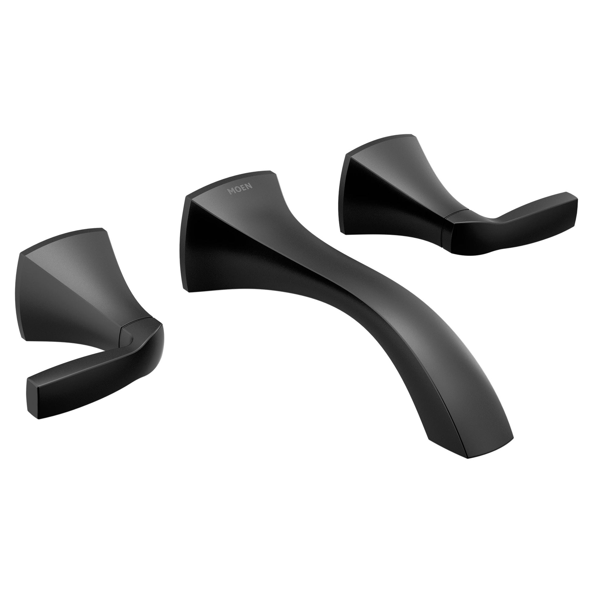 Moen Matte Black Wall-mount 2-handle WaterSense Low-arc Commercial/Residential Handle Bathroom Sink Faucet