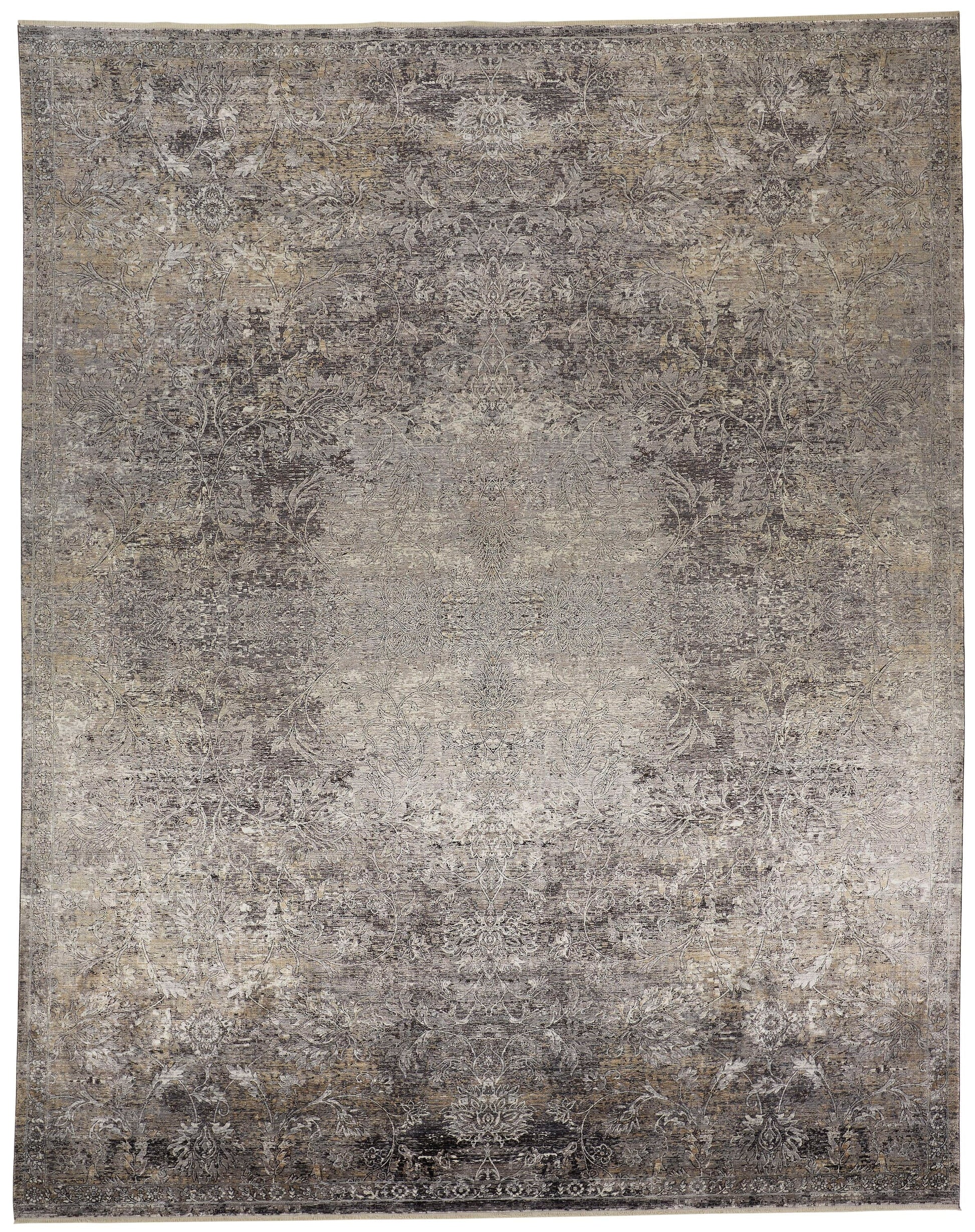 Room Envy Melmas 3 x 10 (ft) Loomed Wool Stone Gray/Pewter Gray Rectangular Indoor Paisley Vintage Professionally Clean Only Runner rug