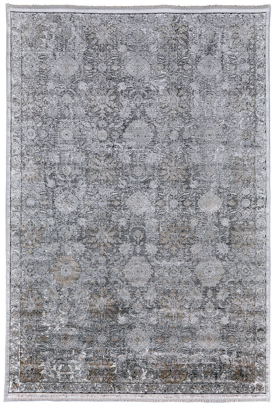 Room Envy Melmas 3 x 12 (ft) Loomed Wool Pewter Gray/Stone Gray Rectangular Indoor Floral/Botanical Vintage Professionally Clean Only Runner rug