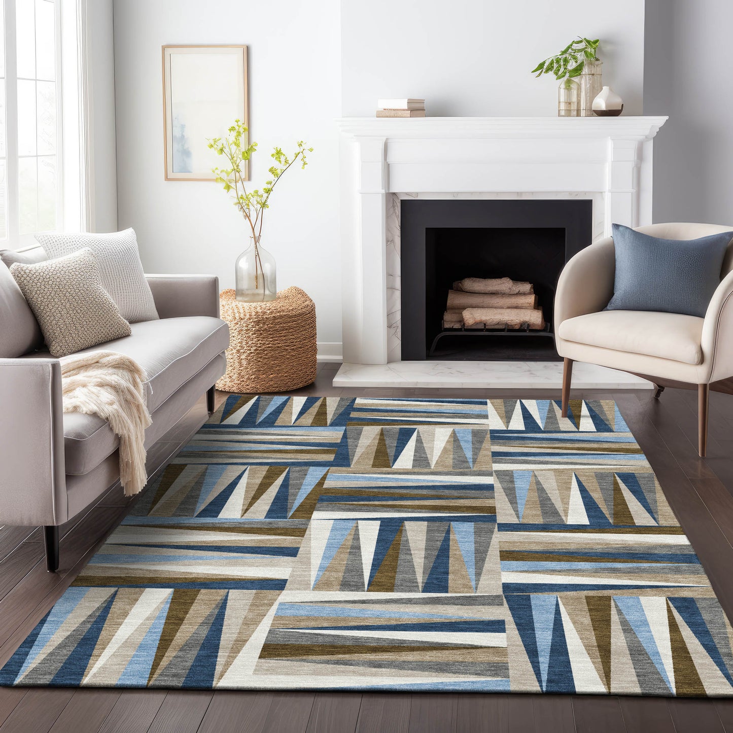Addison Rugs Chantille ACN1012NA 9 x 12 (ft) Loomed Polyester Navy Rectangular Indoor/Outdoor Machine washable Pet Friendly Area rug