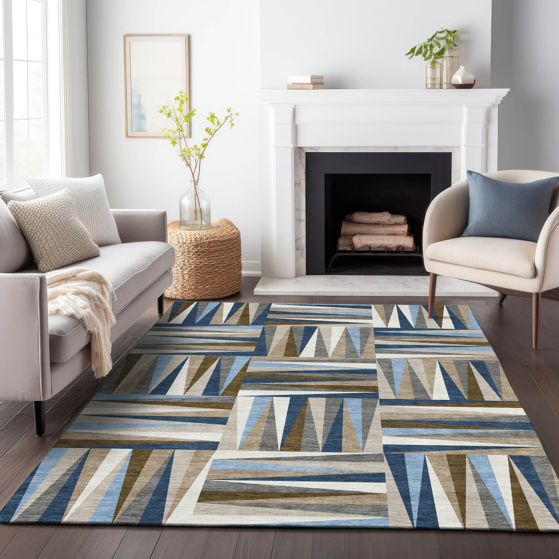 Addison Rugs Chantille ACN1012NA 9 x 12 (ft) Loomed Polyester Navy Rectangular Indoor/Outdoor Machine washable Pet Friendly Area rug