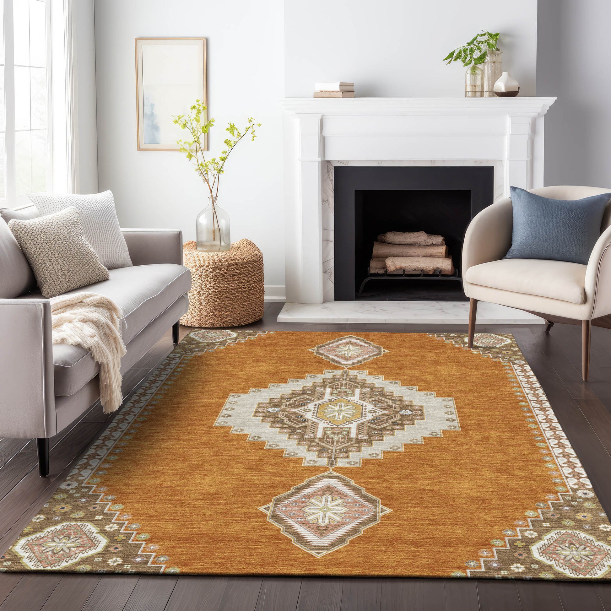 Addison Rugs Chantille ACN1014CP 9 x 12 (ft) Loomed Polyester Copper Rectangular Indoor/Outdoor Machine washable Pet Friendly Area rug