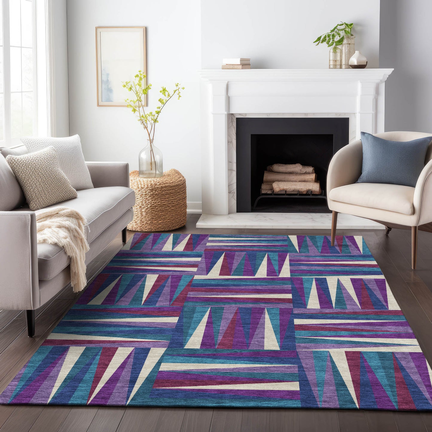 Addison Rugs Chantille ACN1012PP 10 x 14 (ft) Polyester Purple Rectangular Indoor/Outdoor Geometric Machine washable Pet Friendly Area rug