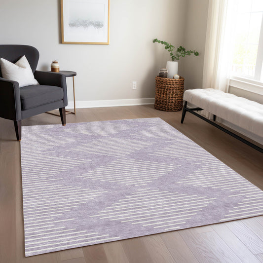 Addison Rugs Chantille ACN1016LV 10 x 14 (ft) Polyester Lavender Rectangular Indoor/Outdoor Geometric Machine washable Pet Friendly Area rug