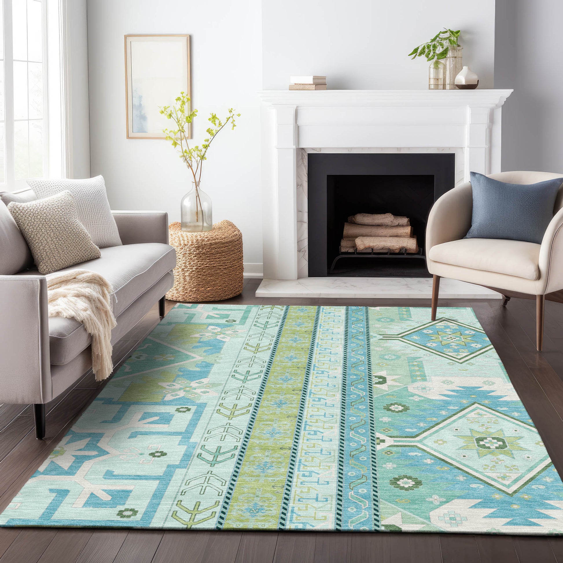 Addison Rugs Chantille ACN1015MZ 9 x 12 (ft) Loomed Polyester Mint Rectangular Indoor/Outdoor Machine washable Pet Friendly Area rug