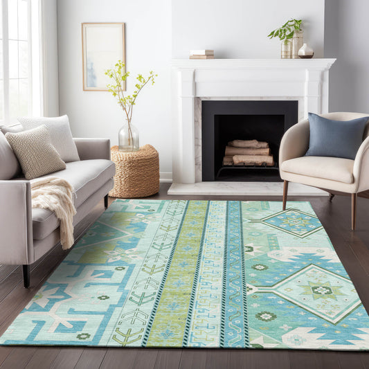 Addison Rugs Chantille ACN1015MZ 9 x 12 (ft) Loomed Polyester Mint Rectangular Indoor/Outdoor Machine washable Pet Friendly Area rug