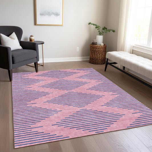 Addison Rugs Chantille ACN1017PI 9 x 12 (ft) Loomed Polyester Pink Rectangular Indoor/Outdoor Machine washable Pet Friendly Area rug