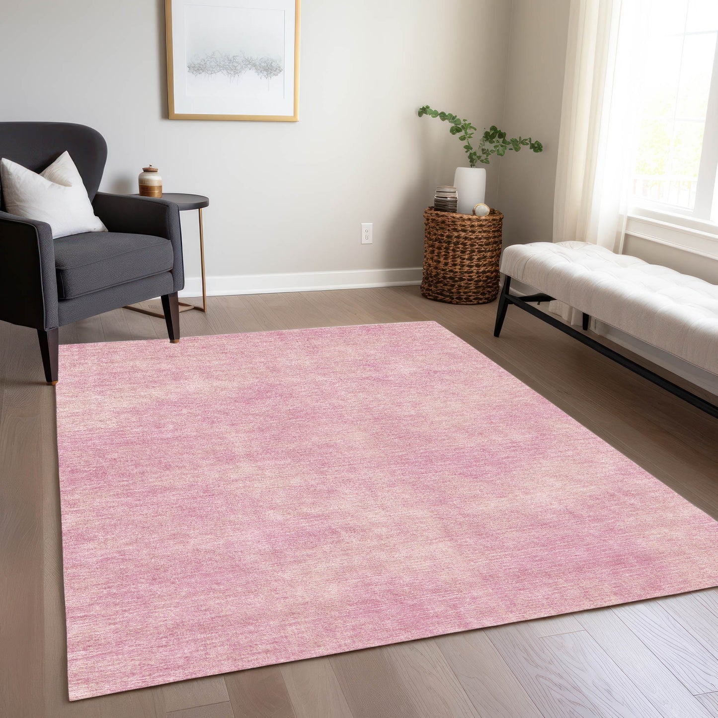 Addison Rugs Chantille ACN1018PI 8 x 10 (ft) Polyester Pink Rectangular Indoor/Outdoor Geometric Machine washable Pet Friendly Area rug