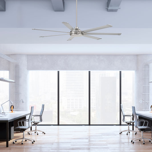 Harbor Breeze Megalodon 80-in Brushed Nickel with Matte Black Blades Covered Outdoor Ceiling Fan Without Light 7 -Blade