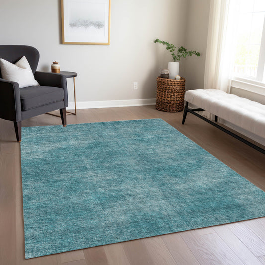 Addison Rugs Chantille ACN1018TE 10 x 14 (ft) Polyester Teal Rectangular Indoor/Outdoor Geometric Machine washable Pet Friendly Area rug