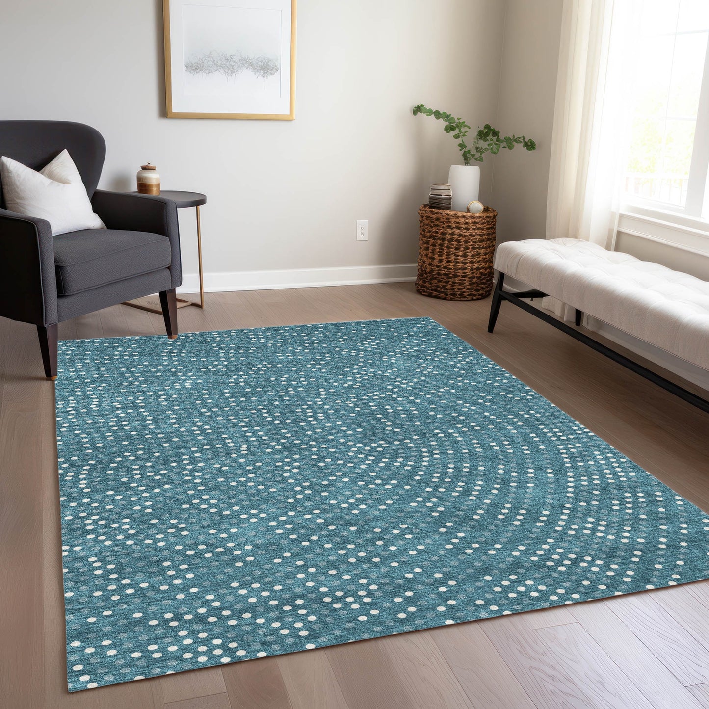 Addison Rugs Chantille ACN1021TE 10 x 14 (ft) Teal Rectangular Indoor/Outdoor Geometric Machine washable Pet Friendly Area rug