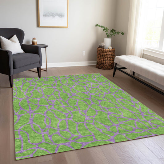 Addison Rugs Chantille ACN1023LM 8 x 10 (ft) Polyester Lime Rectangular Indoor/Outdoor Geometric Machine washable Pet Friendly Area rug