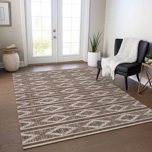 Addison Rugs Chantille ACN1029BR 8 x 10 (ft) Loomed Polyester Brown Rectangular Indoor/Outdoor Machine washable Pet Friendly Area rug