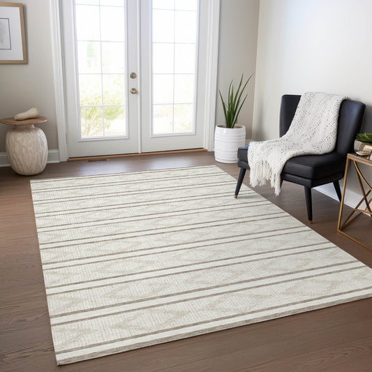 Addison Rugs Chantille ACN1029IV 9 x 12 (ft) Loomed Polyester Ivory Rectangular Indoor/Outdoor Machine washable Pet Friendly Area rug
