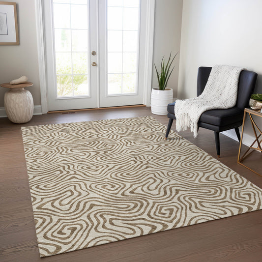 Addison Rugs Chantille ACN1031BG 8 x 10 (ft) Loomed Polyester Beige Rectangular Indoor/Outdoor Machine washable Pet Friendly Area rug