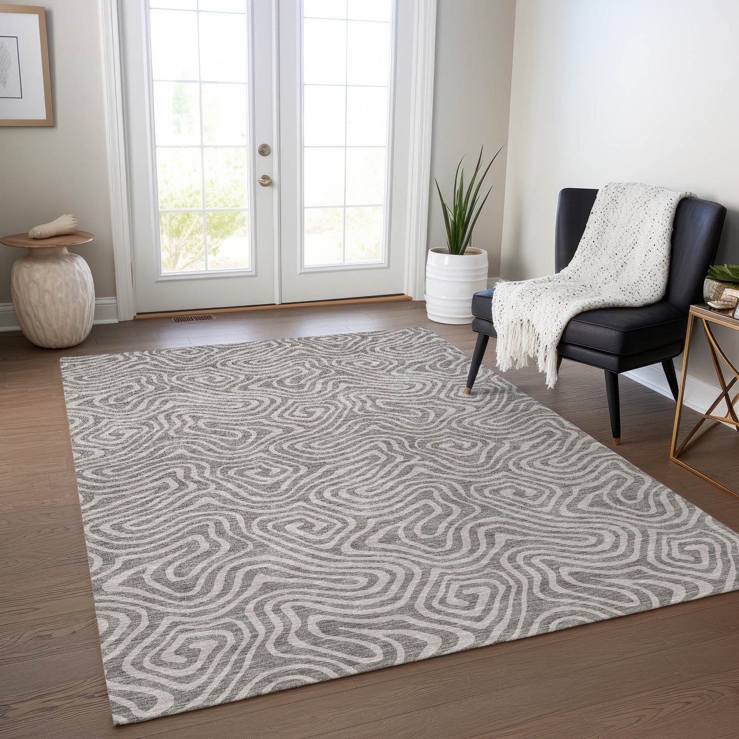 Addison Rugs Chantille ACN1030TP 9 x 12 (ft) Loomed Polyester Taupe Rectangular Indoor/Outdoor Machine washable Pet Friendly Area rug