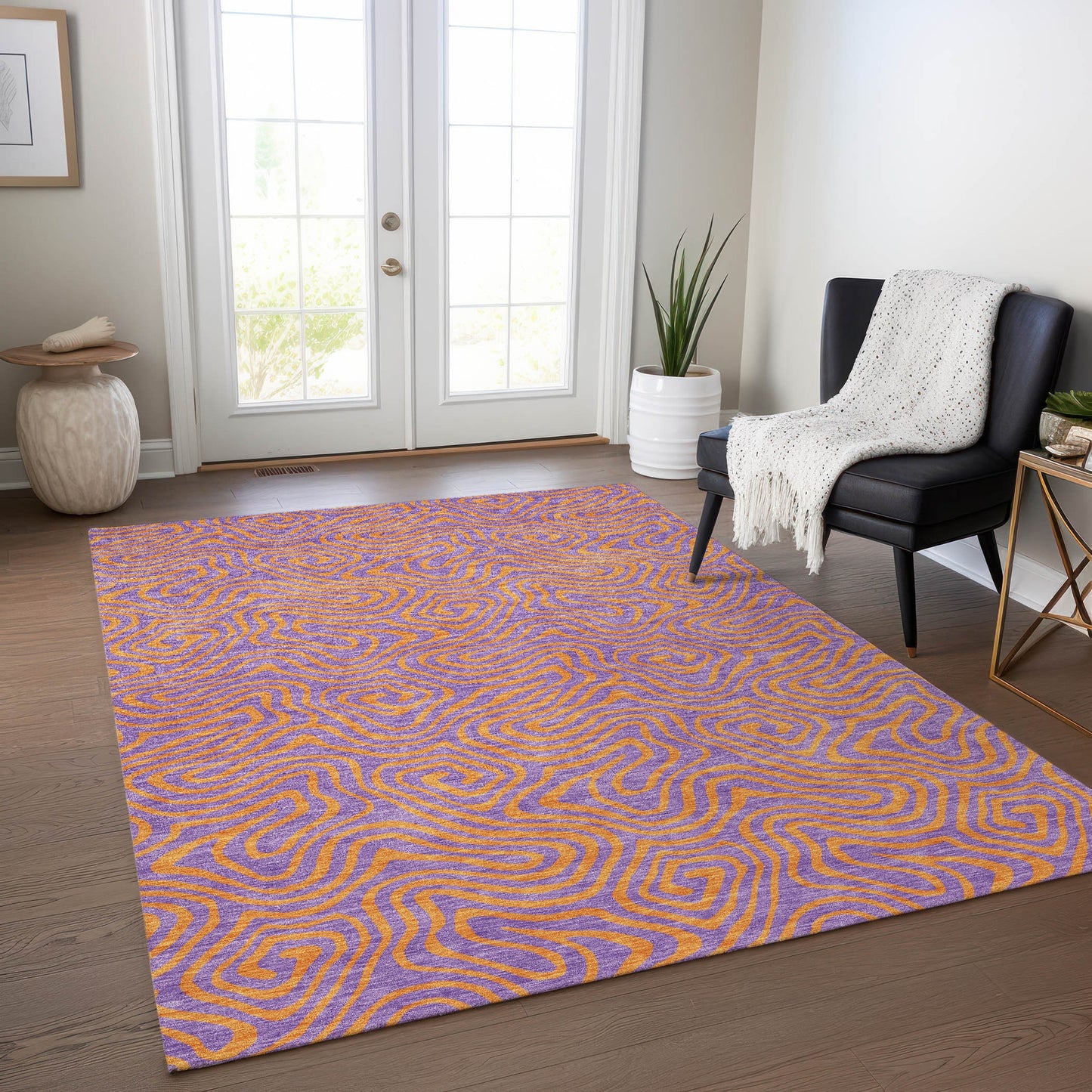 Addison Rugs Chantille ACN1031PP 10 x 14 (ft) Polyester Purple Rectangular Indoor/Outdoor Geometric Machine washable Pet Friendly Area rug