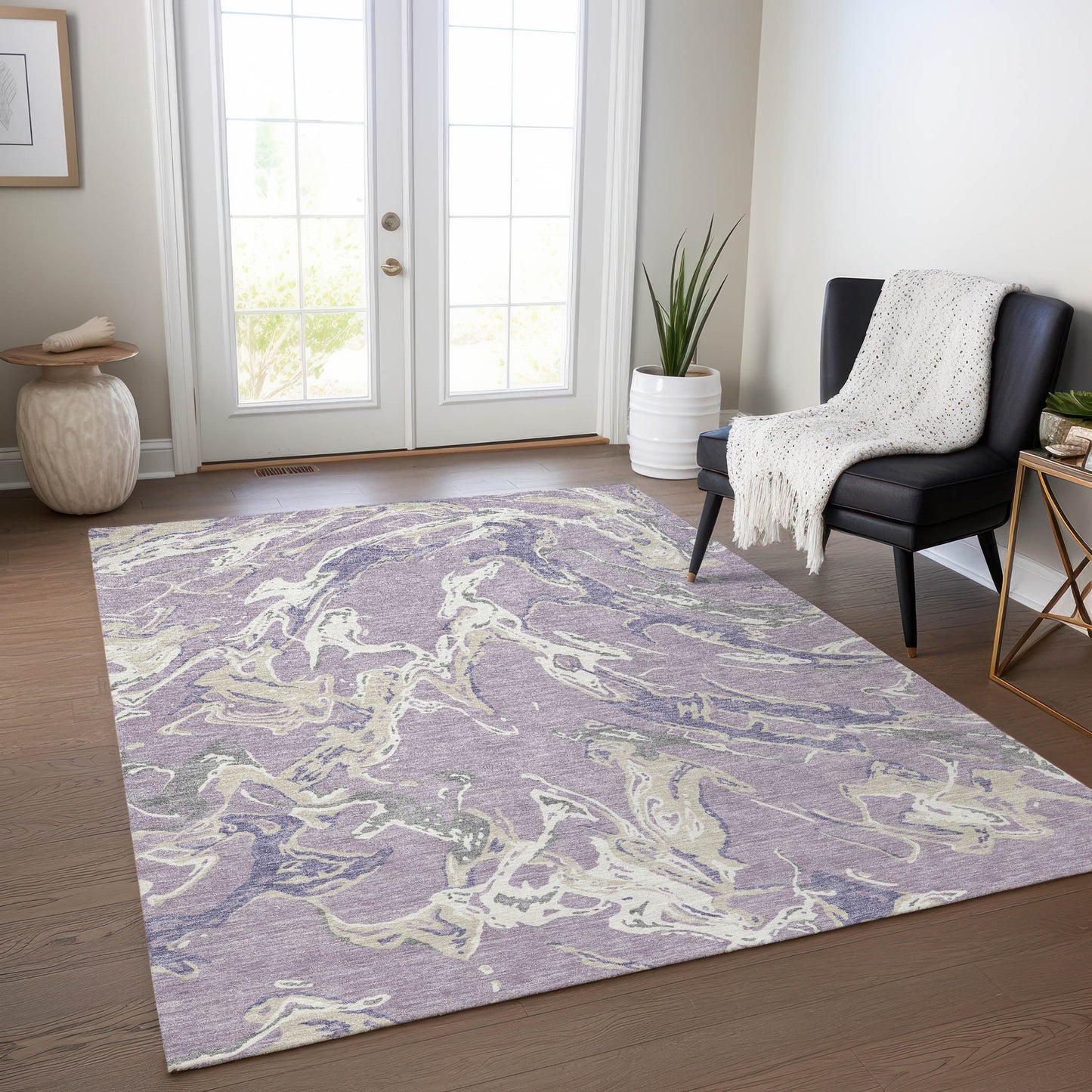 Addison Rugs Chantille ACN1035LV 9 x 12 (ft) Loomed Polyester Lavender Rectangular Indoor/Outdoor Machine washable Pet Friendly Area rug