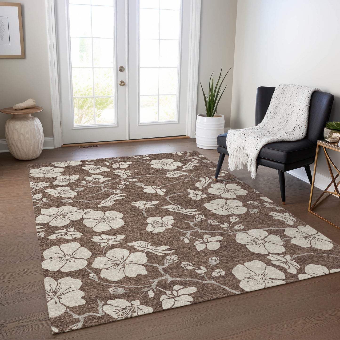 Addison Rugs Chantille ACN1032BR 10 x 14 (ft) Polyester Brown Rectangular Indoor/Outdoor Geometric Machine washable Pet Friendly Area rug