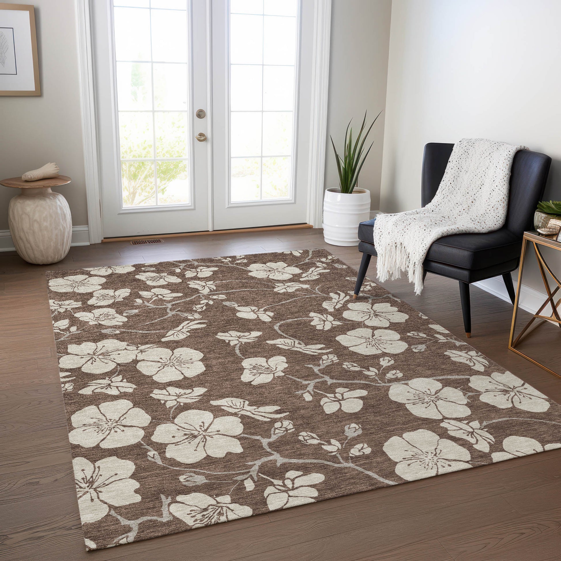 Addison Rugs Chantille ACN1032BR 10 x 14 (ft) Polyester Brown Rectangular Indoor/Outdoor Geometric Machine washable Pet Friendly Area rug