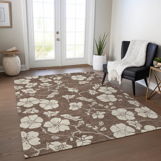Addison Rugs Chantille ACN1032BR 10 x 14 (ft) Polyester Brown Rectangular Indoor/Outdoor Geometric Machine washable Pet Friendly Area rug
