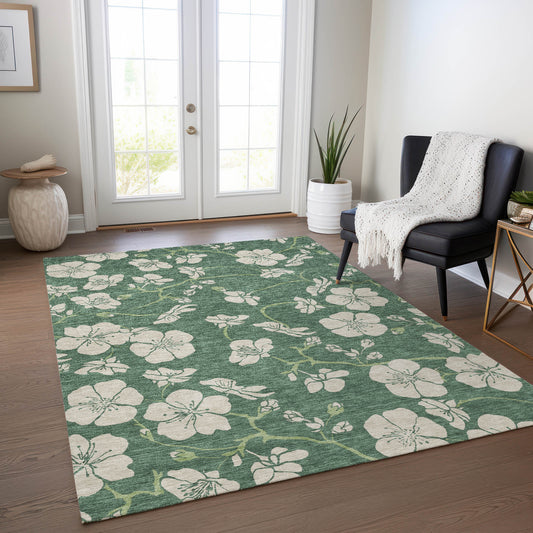 Addison Rugs Chantille ACN1034SA 10 x 14 (ft) Polyester Sage Rectangular Indoor/Outdoor Geometric Machine washable Pet Friendly Area rug