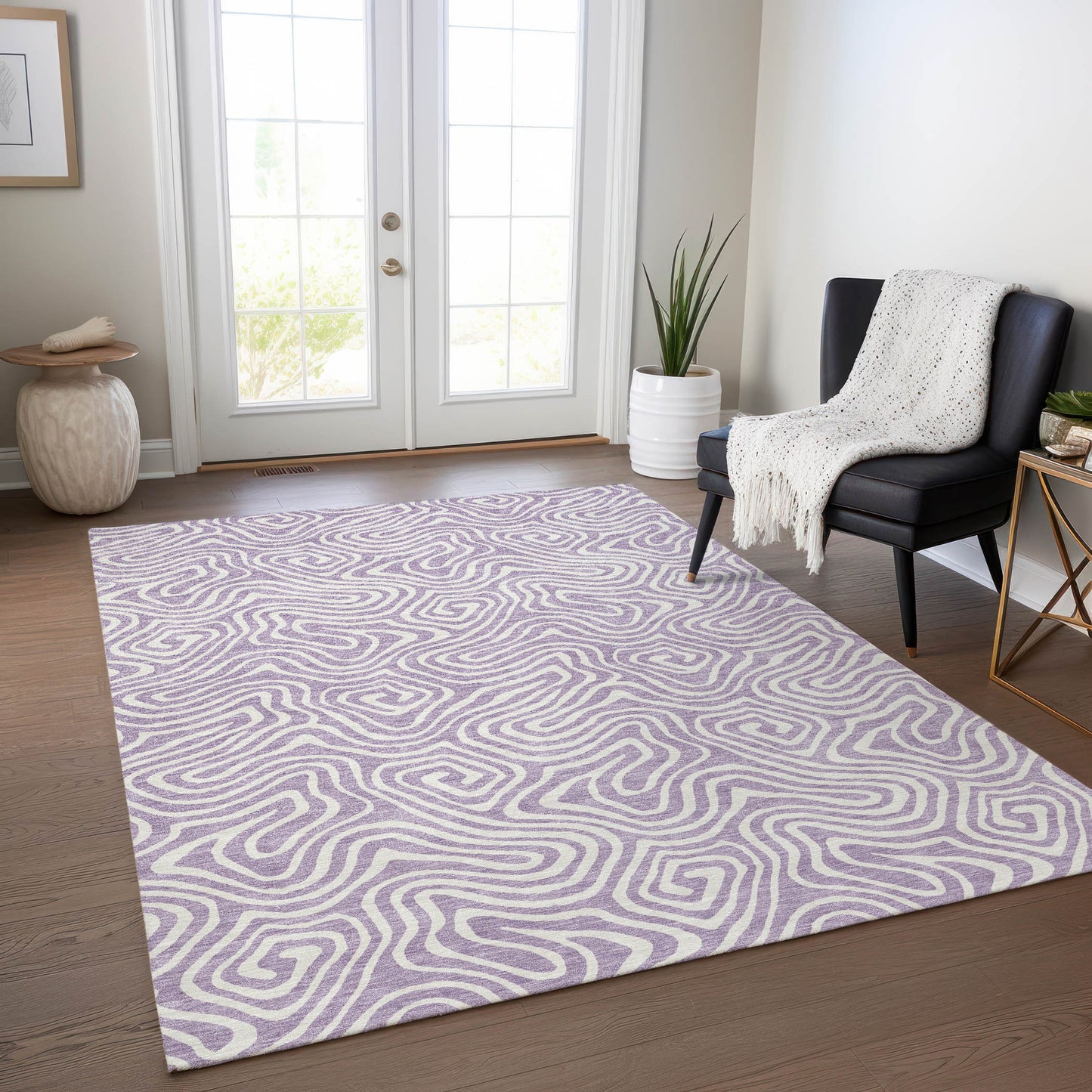 Addison Rugs Chantille ACN1030LV 8 x 10 (ft) Loomed Polyester Lavender Rectangular Indoor/Outdoor Machine washable Pet Friendly Area rug
