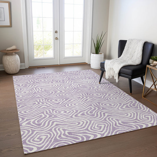 Addison Rugs Chantille ACN1030LV 9 x 12 (ft) Loomed Polyester Lavender Rectangular Indoor/Outdoor Machine washable Pet Friendly Area rug