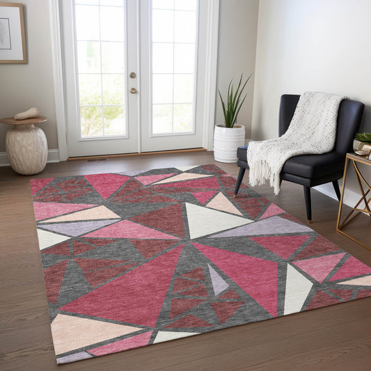Addison Rugs Chantille ACN1039BN 9 x 12 (ft) Loomed Polyester Burgundy Rectangular Indoor/Outdoor Machine washable Pet Friendly Area rug