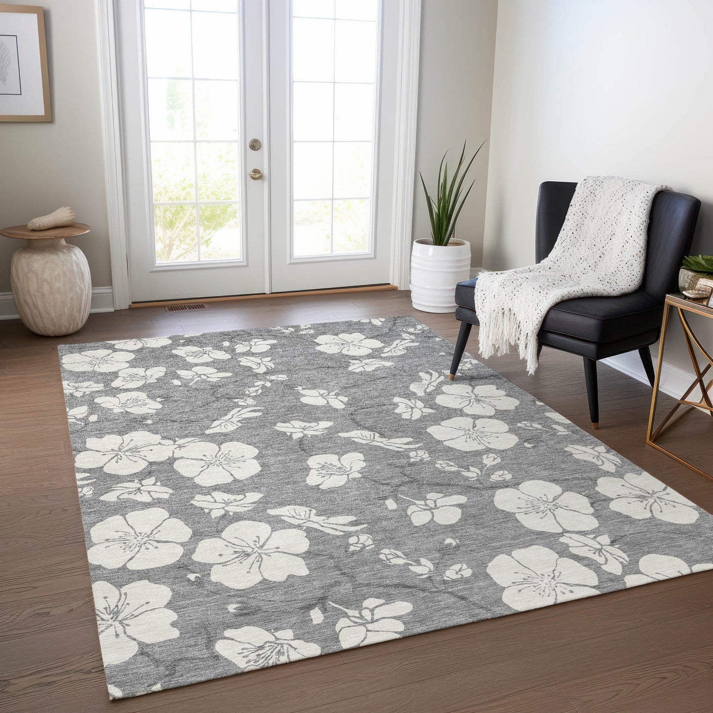 Addison Rugs Chantille ACN1032GY 10 x 14 (ft) Polyester Gray Rectangular Indoor/Outdoor Geometric Machine washable Pet Friendly Area rug