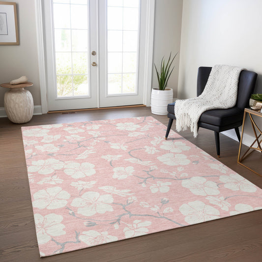 Addison Rugs Chantille ACN1032PI 10 x 14 (ft) Pink Rectangular Indoor/Outdoor Geometric Machine washable Pet Friendly Area rug