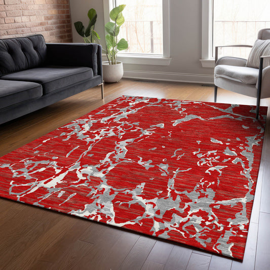 Addison Rugs Chantille ACN1046RD 10 x 14 (ft) Polyester Red Rectangular Indoor/Outdoor Geometric Machine washable Pet Friendly Area rug