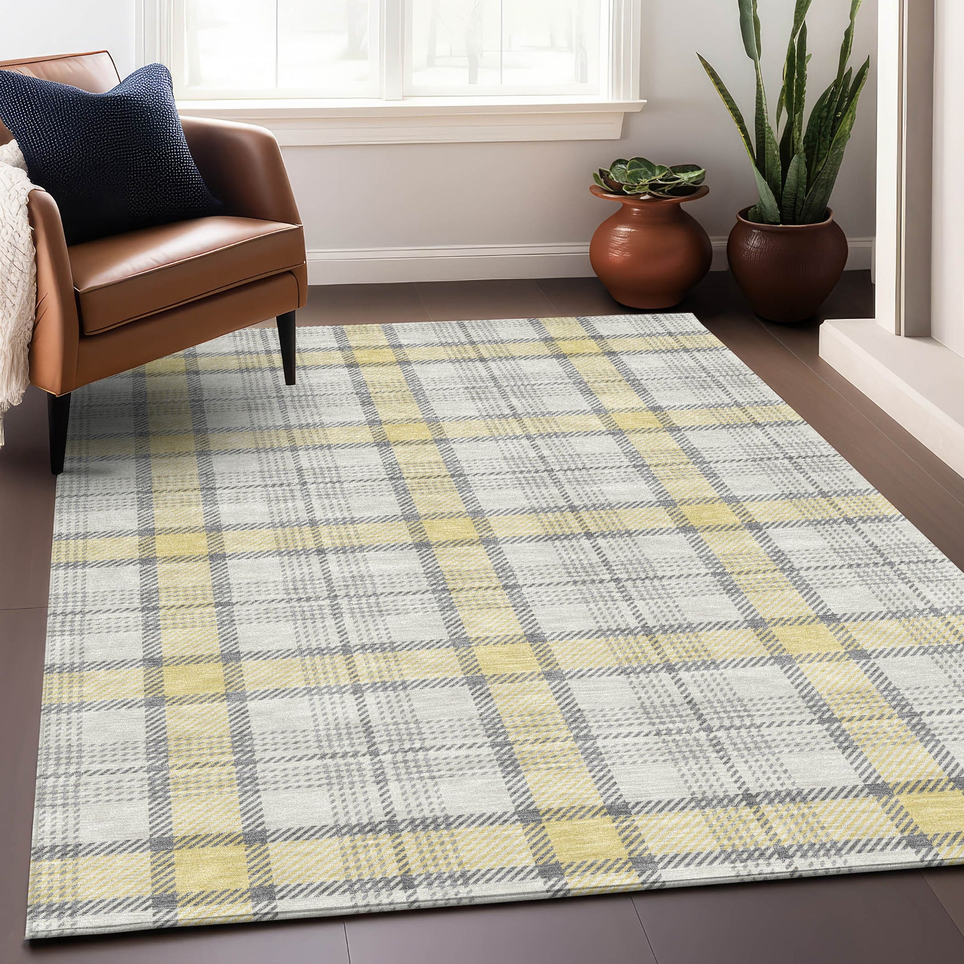 Addison Rugs Chantille ACN1052YE 10 x 14 (ft) Polyester Yellow Rectangular Indoor/Outdoor Geometric Machine washable Pet Friendly Area rug