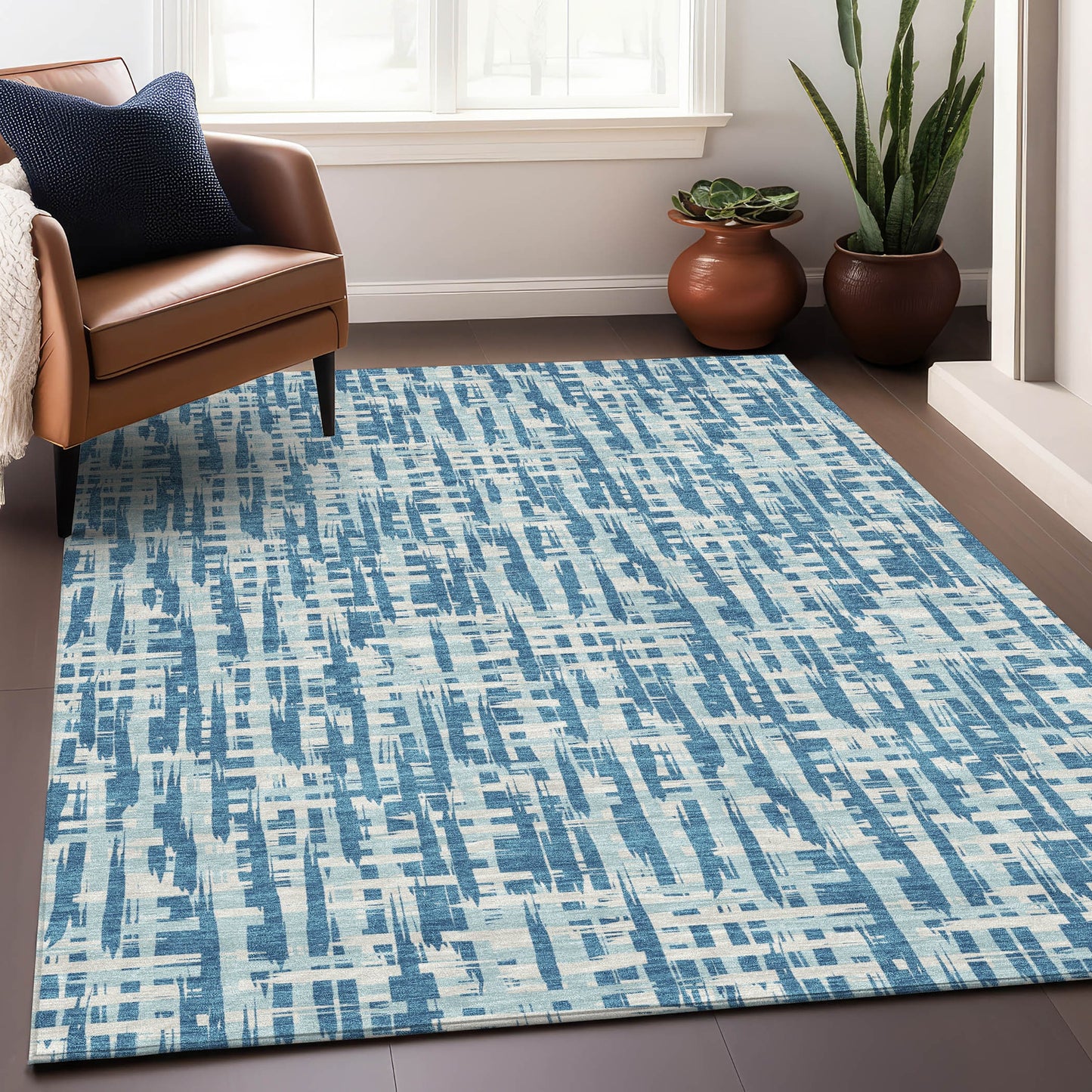 Addison Rugs Chantille ACN1059TE 10 x 14 (ft) Polyester Teal Rectangular Indoor/Outdoor Geometric Machine washable Pet Friendly Area rug