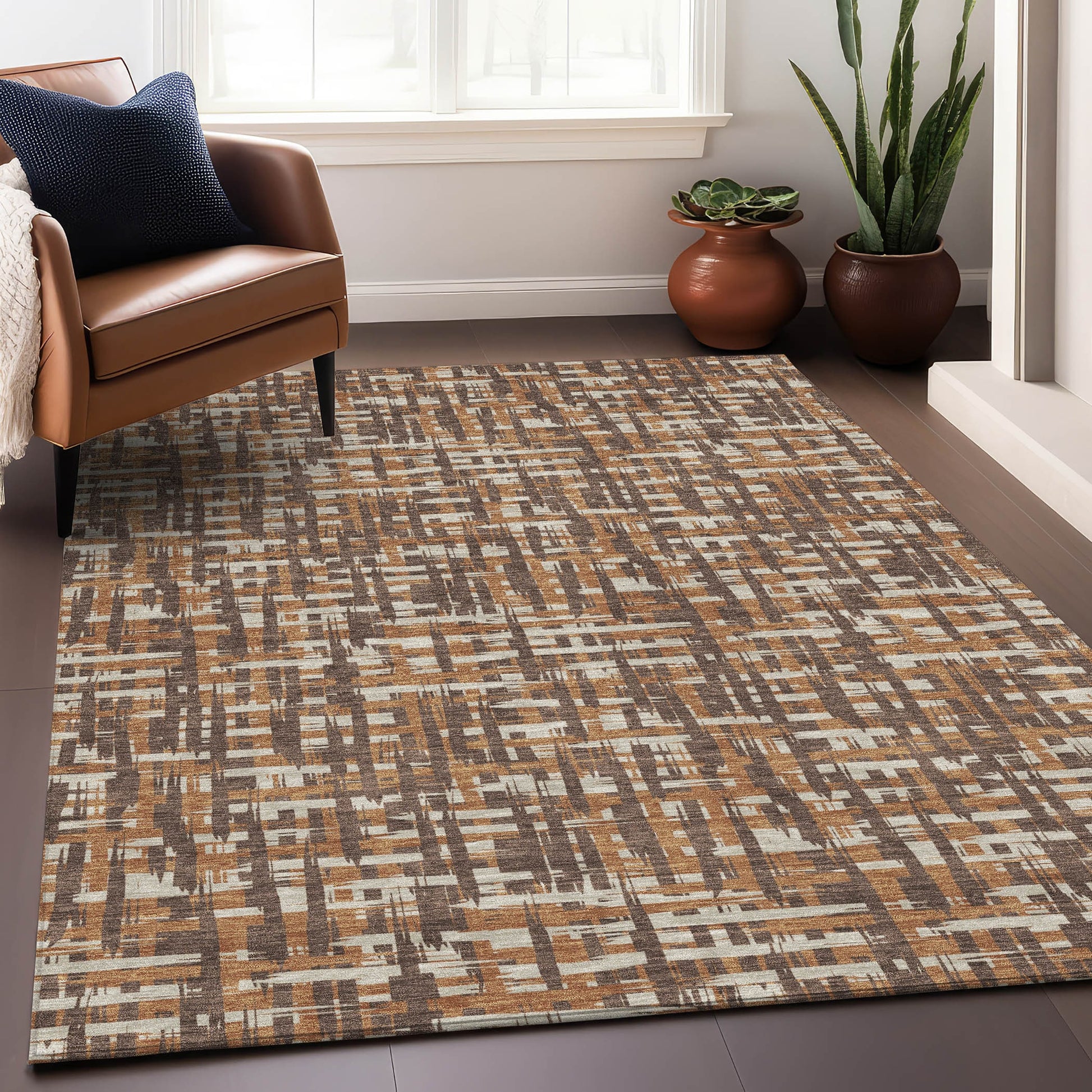 Addison Rugs Chantille ACN1060CH 8 x 10 (ft) Loomed Polyester Chocolate Rectangular Indoor/Outdoor Machine washable Pet Friendly Area rug