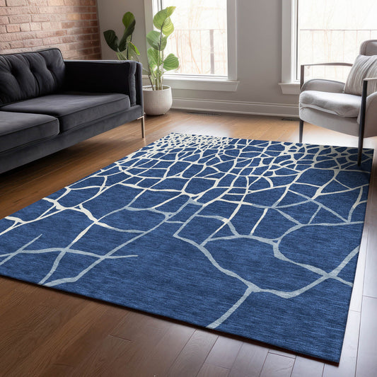 Addison Rugs Chantille ACN1049NA 8 x 10 (ft) Loomed Polyester Navy Rectangular Indoor/Outdoor Machine washable Pet Friendly Area rug