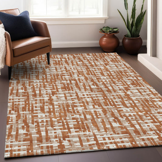 Addison Rugs Chantille ACN1059TR 9 x 12 (ft) Polyester Terracotta Rectangular Indoor/Outdoor Geometric Machine washable Pet Friendly Area rug