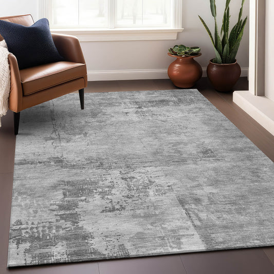 Addison Rugs Chantille ACN1062GY 8 x 10 (ft) Loomed Polyester Gray Rectangular Indoor/Outdoor Machine washable Pet Friendly Area rug