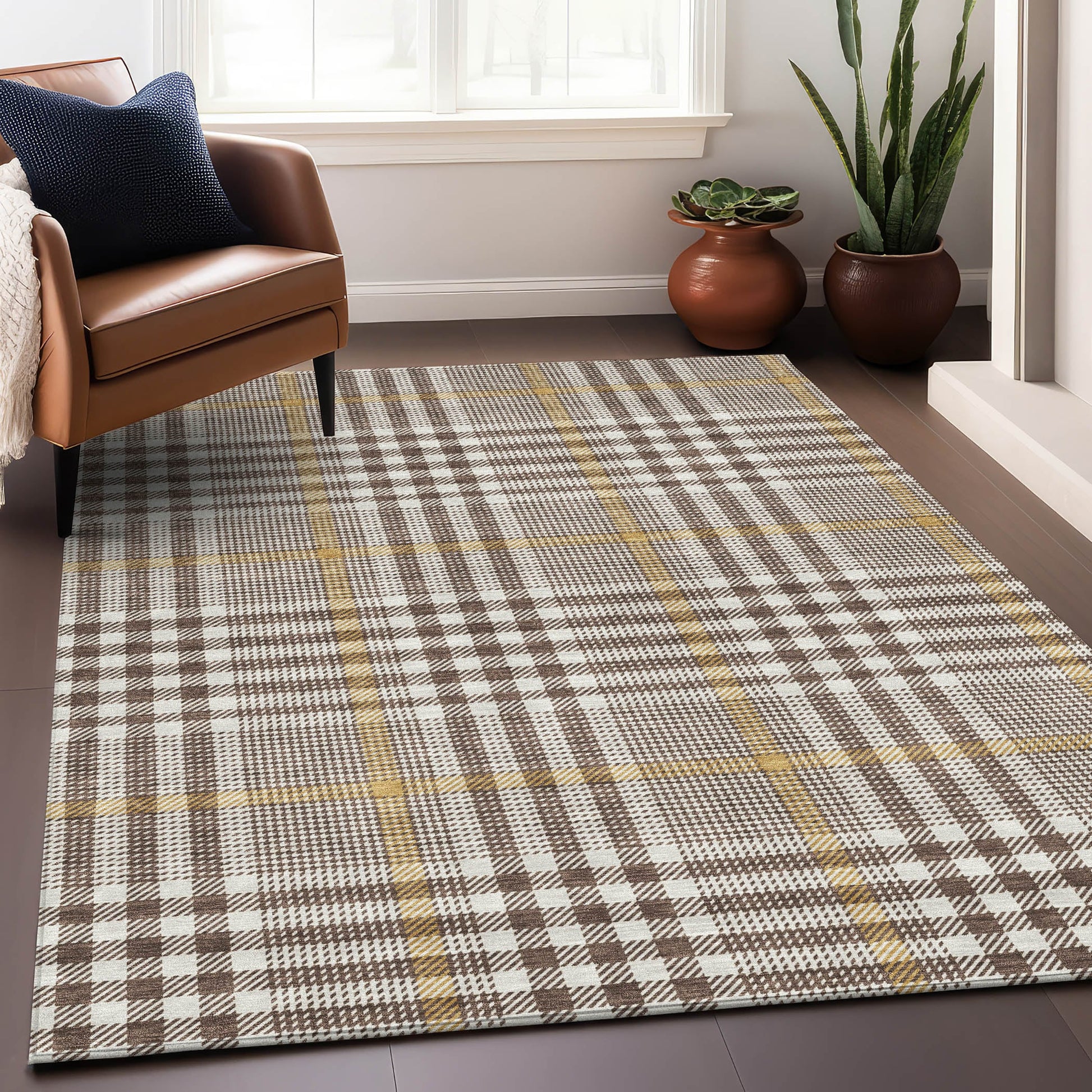 Addison Rugs Chantille ACN1054BR 10 x 14 (ft) Polyester Brown Rectangular Indoor/Outdoor Geometric Machine washable Pet Friendly Area rug