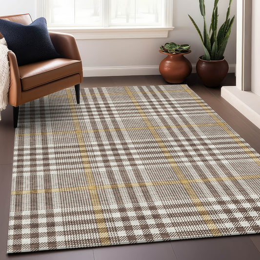 Addison Rugs Chantille ACN1054BR 10 x 14 (ft) Polyester Brown Rectangular Indoor/Outdoor Geometric Machine washable Pet Friendly Area rug